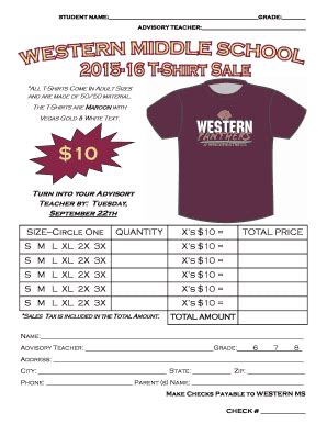 Fillable Online wms westernschools schoolfusion STUDENT NAME: GRADE ...