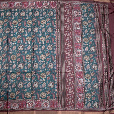 Semi Raw Silk Green Floral Printed Saree 03 – Kumaran Silks