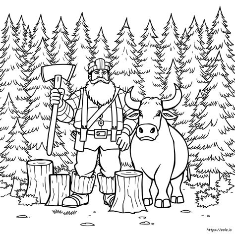Paul Bunyan Värityskuvat Tulostettava