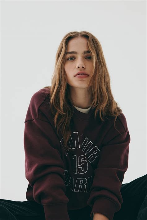 Women's Burgundy/Amour Motif-detail sweatshirt | H&M IN