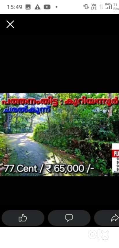 77 cents @ Rs: 50,000 per cent in Pathanamthitta district - Lands ...