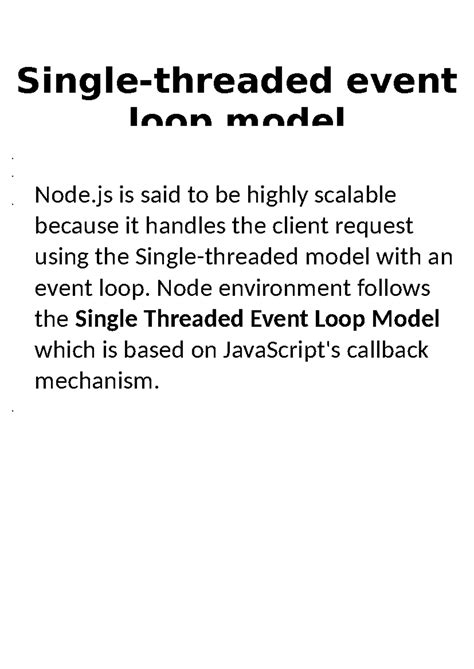 Single Thread - jntuk msd - Single-threaded event loop model Node is ...