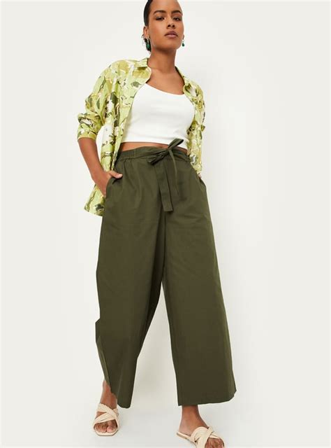 Buy Women Solid Tie-Up Belt Palazzos Online at just Rs. 999.0 ...