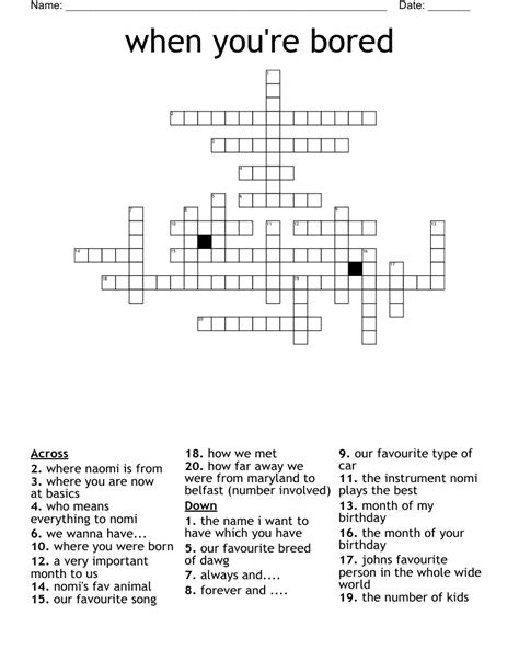 when you're bored Crossword - WordMint