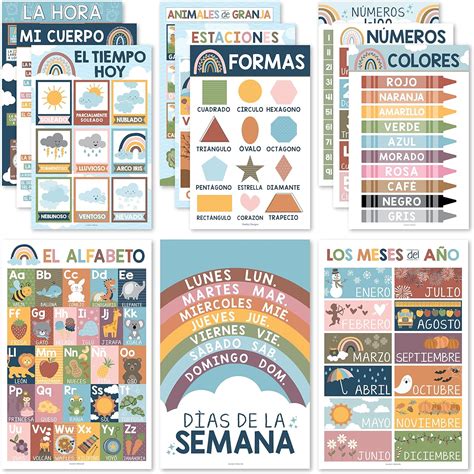 12 Boho Spanish Posters For Classroom Decorations - Spanish Educational ...