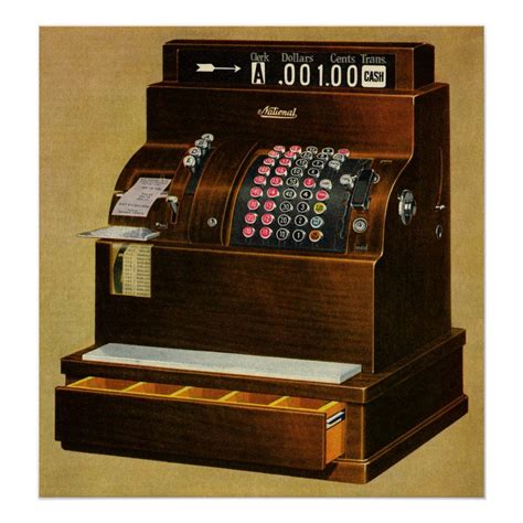 Antique Cash Register, Vintage Retail Business Poster | Zazzle ...