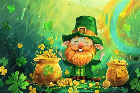 Premium Photo | Leprechaun with gold coins and pot of gold St Patricks ...