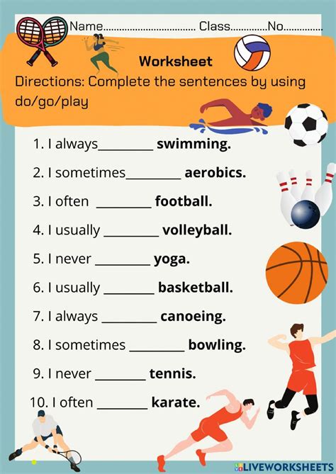 Playing Sports Worksheet 的图像结果
