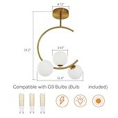 Gold Semi-Flush Mount Ceiling Light, Mid-Century Gold Ceiling Light ...