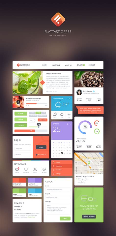 49+ Free Mint Ui Kit Psd