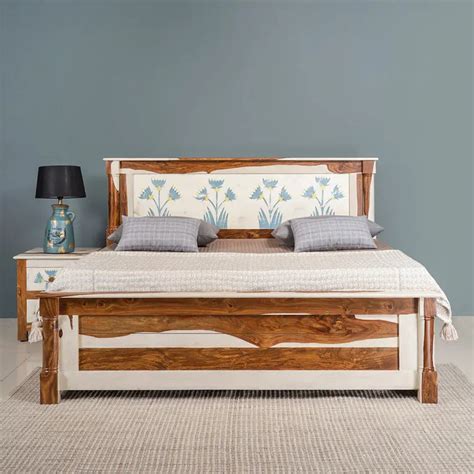 Orion Solid Sheesham Wood Bed with Hand Painting | Fabuliv