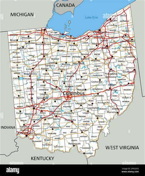 High detailed Ohio road map with labeling Stock Vector Image & Art - Alamy