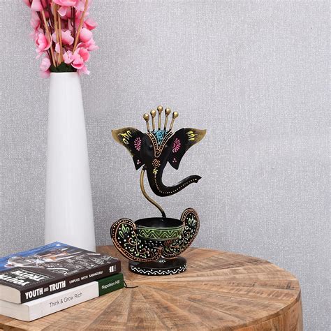 Buy Den Art Ganesh Tealight Candle Holder, Pooja Room Table Decor Home ...