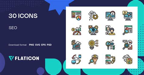 SEO Icon Pack | Lineal Color | 30 .SVG Icons