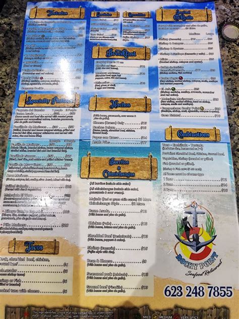 Menu at Rocky Point Seafood Restaurant, Gilbert