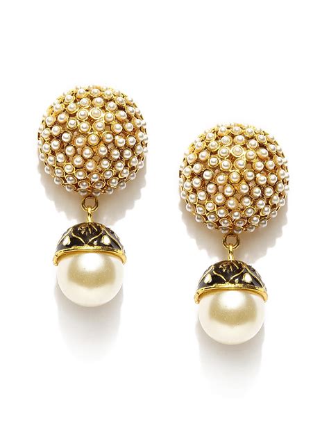 Gold-Toned Black Drop Earrings