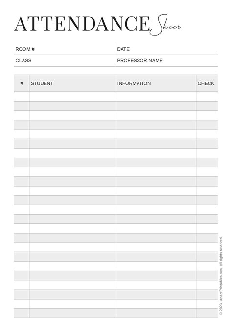 Image result for Class Attendance Sheet