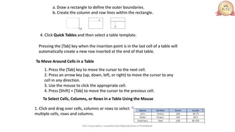MS Word Table Exercise 的图像结果