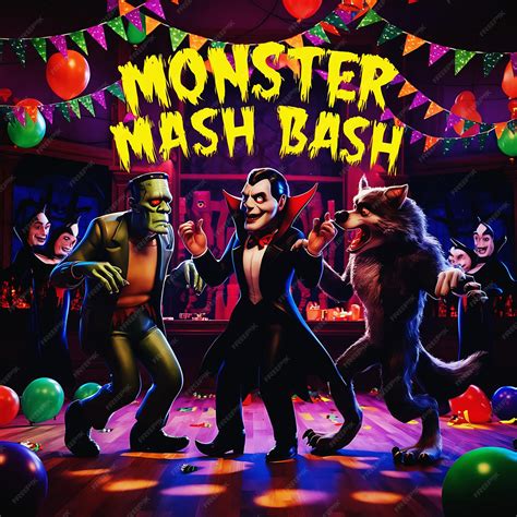 Monster Mash Bash Classic Halloween Monsters Frankenstein Dracula ...