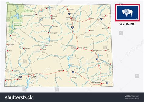 Detailed road map of wyoming