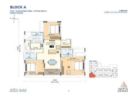 Rent 3 BHK Flat/Apartment in Asta AVM Kannika Puram, Chennai - 1428 Sq-ft
