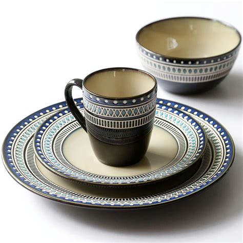 Buy ELEdvb 24 Piece Round Kitchen Dinnerware Set, Service for 6 ...