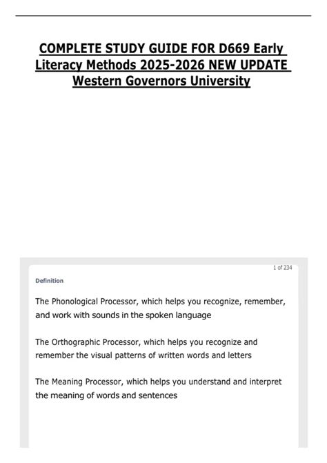 COMPLETE STUDY GUIDE FOR D669 Early Literacy Methods NEW UPDATE Western ...