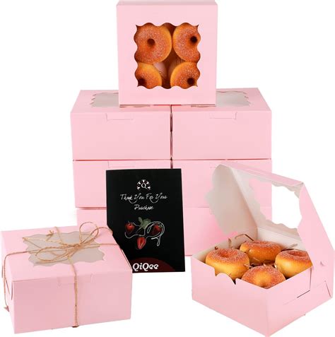 Buy qiqee Pink Bakery Box with Window 60packs 6x6x3 Pink Cookie Boxes ...