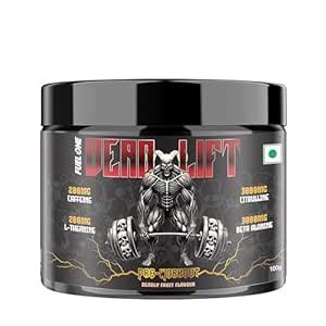 FUELONE Dead-Lift Pre Workout (Deadly Fruit, 100g, 13 Servings) | 200mg ...