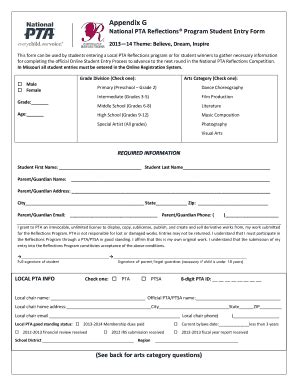 Fillable Online mopta Reflections Student Entry Form - Missouri PTA ...