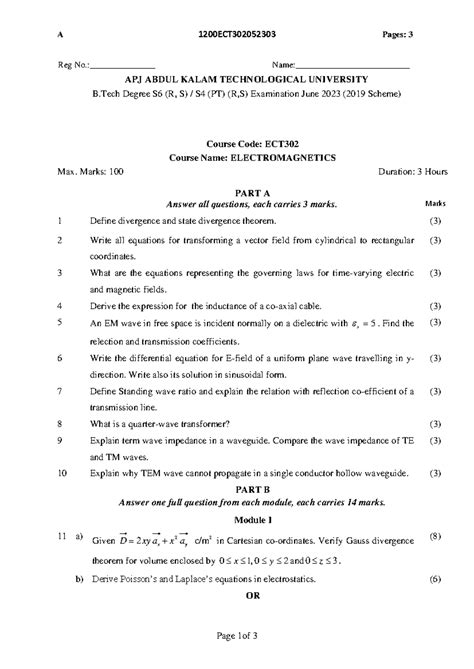 ECT302-QP - ECT302 PREIVIOS YEAR QUESTION PAPER - 1200 ECT302 052303 ...