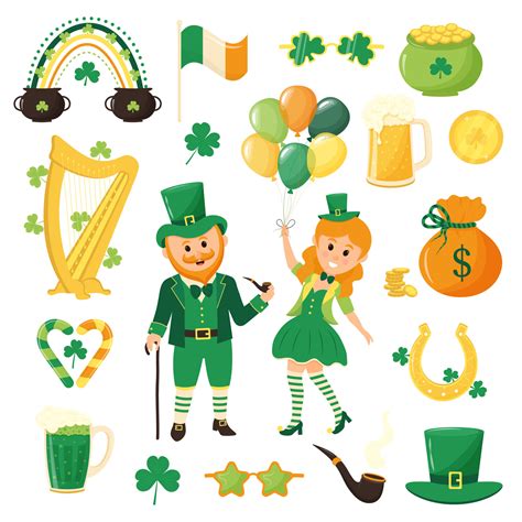St. Patrick's day clipart set. Leprechauns, beer, balloons, shamrock ...
