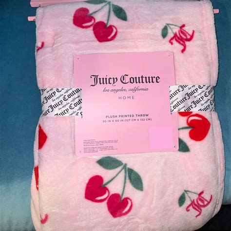 New Pink Juicy Couture Throw Blanket 50” x 60” Plush Bedding Cherry ...