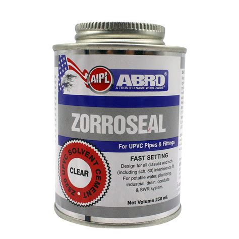 ABRO ZS20U-250 ZORROSEAL Solvent Cement for UPVC Pipes & Fittings Fast ...