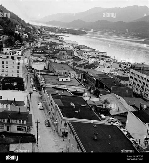 This is a view of Juneau, capital of the new state of Alaska, seen Jan. 3, 1958. The downtown ...