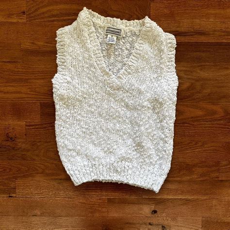 Vintage Steppingstones White Sweater Vest 80s 90s... - Depop