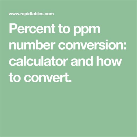 Image result for PPM Conversion Table