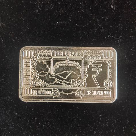 Silver Currency Note Bar 10g | Gandhi Map of India | Fine Silver 999 ...