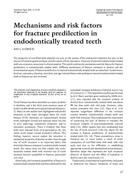 Fracture Predilection Mechanisms in Endodontically Treated Teeth - Studocu