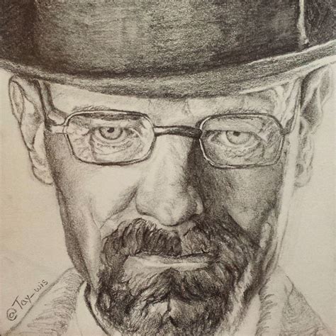 Monochromatic black and white drawing of Walter White from Breaking Bad ...