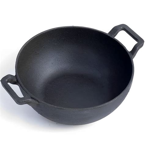 GEMMA Cast Iron Kadai/Kadhai for Cooking and deep Frying | cast Iron ...