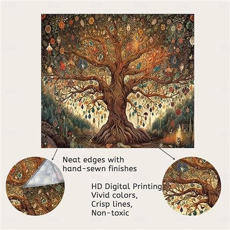 Tree of Life Hanging Tapestry Sun Moon Wall Art Large Tapestry Mural ...