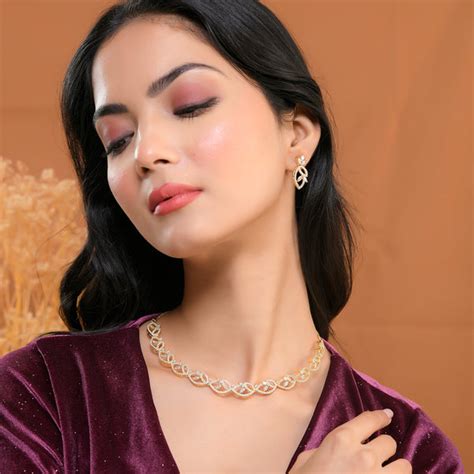 Sparkling Elegance Radiant Loops American Diamond Necklace Set – VOYLLA