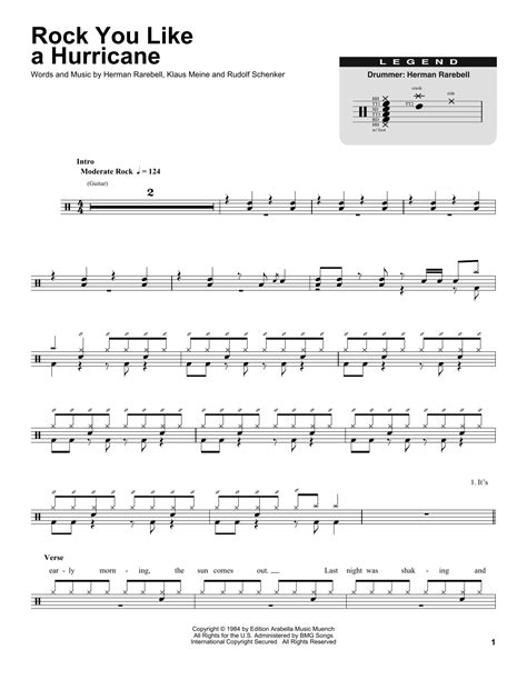 Rock You Like A Hurricane by Scorpions Sheet Music for Drums ...