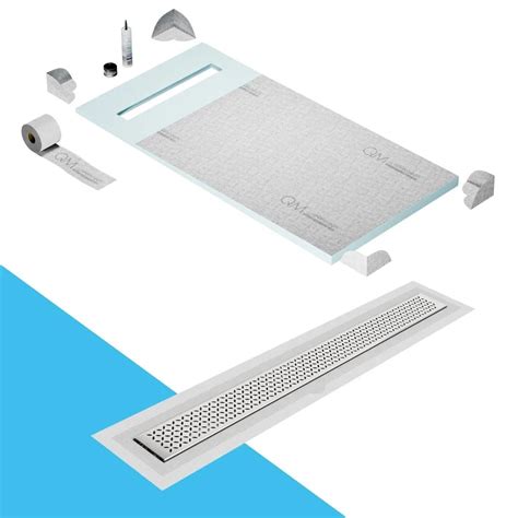 Prefab Shower Pan Kit with Lotus Linear Drain – Durable Design – QMDRAIN