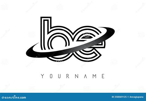 Outline Letters Be B E Logo with a Minimalist Design and Swoosh. Letters with Elegant, Simple ...