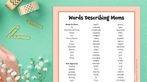 130+ Words About Moms (Free Printable List)