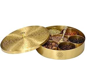 Buy DSH Multipurpose Brass Masala Dabba Spice Box (Masala Dani) Set ...