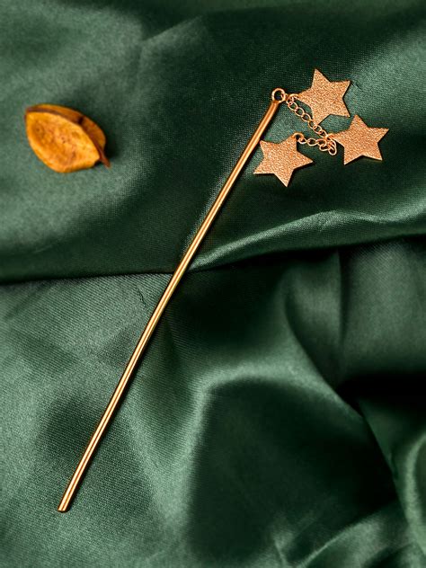 Buy Gold Toned Beautiful Star Tasseled Metal Hair Stick for Women ...