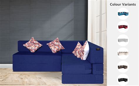 FRESH UP 4-Person Sofa L-Shaped Sofa Cum Bed 78X60X16 Inch- Molphino ...